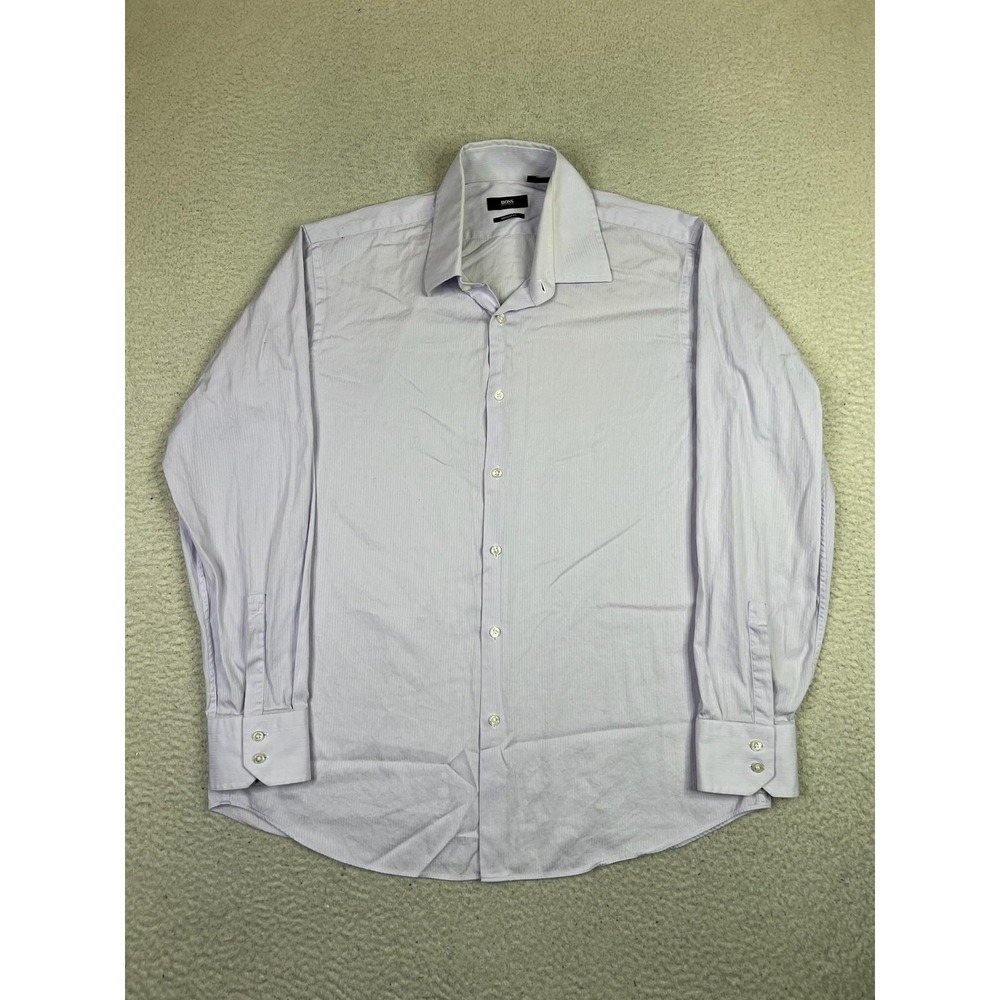 BOSS Hugo Boss Mens 17.5 34/35 Lavender Enzo Regular Fit Dress Shirt